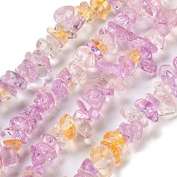 Transparent Crackle Glass Beads Strands, Chips, Flamingo, 3~7x8.5~12.5mm, Hole: 1.4mm, about 360pcs/strand, 324.80''(825cm)(GLAA-U004-01H)