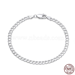 Rhodium Plated 925 Sterling Silver Curb Chain Bracelets, with S925 Stamp, Platinum, 7-1/2 inch(19cm)(BJEW-I314-007C-P)
