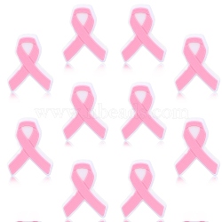 10Pcs Awareness Ribbon Silicone Beads, Chewing Beads For Teethers, DIY Nursing Necklaces Making, Pink, 27.5x22x8mm, Hole: 2mm(JX887A)