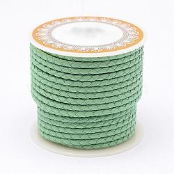Braided Cowhide Leather Cord, Leather Rope String for Bracelets, Medium Aquamarine, 3mm, about 8.74 yards(8m)/roll(NWIR-N005-01P-3mm)