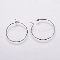 316 Surgical Stainless Steel Hoop Earrings Findings, Wine Glass Charms Findings, Stainless Steel Color, 15x0.8mm(STAS-K146-039-15mm-0.8)