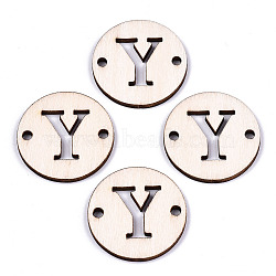 Unfinished Natural Poplar Wood Links Connectors, Laser Cut, Flat Round with Word, Letter.Y, 29.5x2.5mm, Hole: 2.5mm(WOOD-S045-140B-01Y)