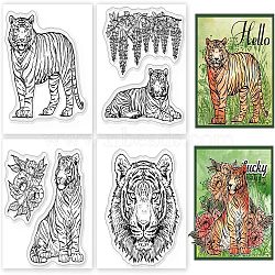 4Pcs 4 Styles PVC Stamp, for DIY Scrapbooking, Tiger, 55x55mm, 1pc/style(DIY-WH0487-0117)