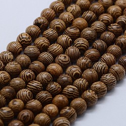Natural Wenge Wood Beads Strands, Round, 8~8.5mm, Hole: 1.5mm, about 50pcs/strand, 15.5 inch(39.5cm)(X-WOOD-F006-02-8mm)