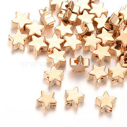 Brass Beads, Star, Light Gold, 5.5x6x2.5mm, Hole: 1mm(X-KK-R037-150KC)