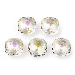 K9 Glass Rhinestone Cabochons, Pointed Back & Back Plated, Faceted, Square, Jonquil, 10x10x6mm(MRMJ-T075-03)