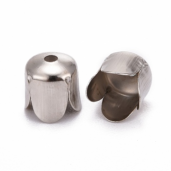 Platinum Iron Flower Bead Caps, 6.5x7mm, Hole: 1mm