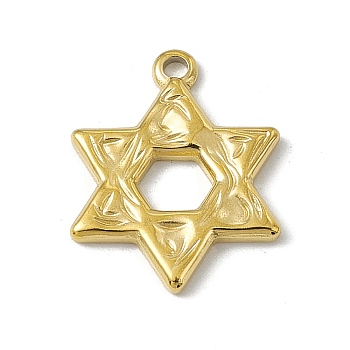 304 Stainless Steel Pendants, Star of David Charm, Golden, 17x13.5x1.5mm, Hole: 1.4mm