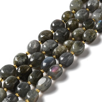 Natural Labradorite Beads Strands, Oval, 9.5~19.5x8~13.5x5.5~13mm, Hole: 0.9~1.2mm, about 24~27pcs/strand, 14.96~15.55''(38~39.5cm)