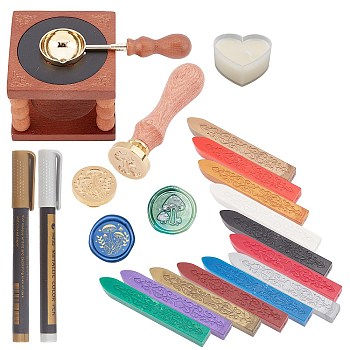 CRASPIRE Sealing Wax Sticks, without Wicks, with Brass Wax Seal Stamps, for Wax Seal Stamp, Mixed Color, 90x11x11mm, 12pcs