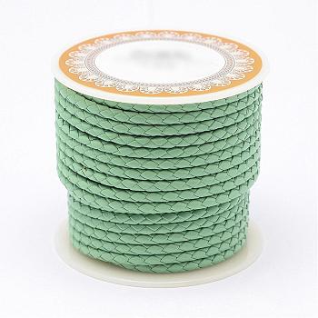 Braided Cowhide Leather Cord, Leather Rope String for Bracelets, Medium Aquamarine, 3mm, about 8.74 yards(8m)/roll