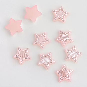ABS Plastic Imitation Pearl Cabochons, Star, Pink, 10x11x2mm, about 2000pcs/bag