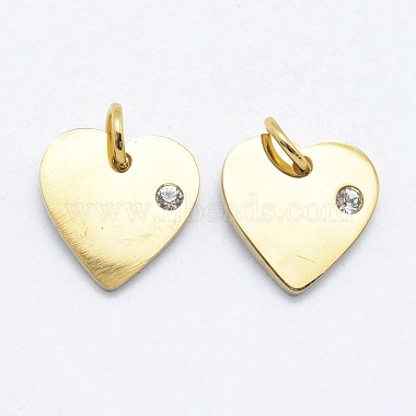 Real 18K Gold Plated Clear Heart Stainless Steel+Cubic Zirconia Charms