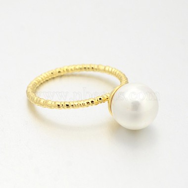 Brass Acrylic Pearl Finger Rings for Wedding Jewelry(RJEW-J061-G)-2