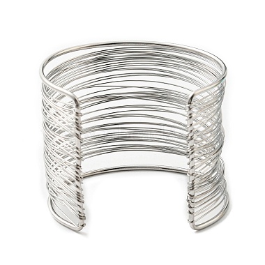304 Stainless Steel Multi Line Cuff Bangles(BJEW-E079-01P)-2