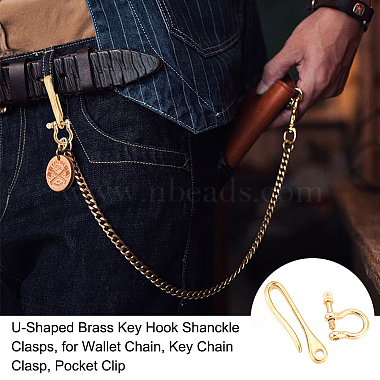 Elite U-Shaped Brass Key Hook Shanckle Clasps(KK-PH0004-97B)-6