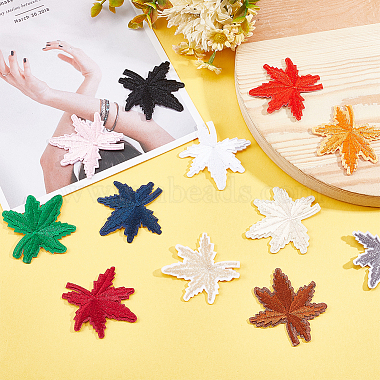 Elite 48Pcs 12 Colors Maple Leaf Computerized Embroidery Cloth Iron on/Sew on Patches(DIY-PH0009-38)-5