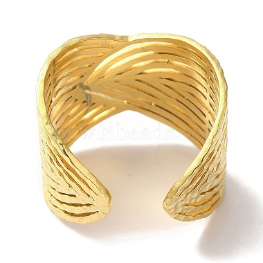 Anillos de puño abiertos de acero inoxidable con revestimiento al vacío de PVD 201 para unisex(RJEW-C092-27G)-3