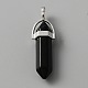 Natural Obsidian Double Terminal Pointed Pendants(G-TAC0001-07D)-1