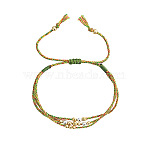Adjustable Nylon and Cotton Multi-strand Bracelets, with Metal Beads, Green Yellow, Inner Diameter: 11.02 inch(28cm)(QC4943-8)
