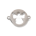 304 Stainless Steel Connector Charms, Flat Round with Angel Links, Stainless Steel Color, 20x15.5x1mm, Hole: 1.6mm(SA-CBAF171-08P)