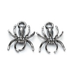Halloween Theme Alloy Pendants, Spider Shape, Gunmetal, 17x13x3mm, Hole: 1.8mm(ENAM-M044-19B)