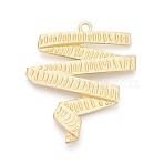Alloy Big Pendants, Silk Ribbon Shape Charms, Matte Gold Color, 69.5x59x4.5mm, Hole: 4.2mm(PALLOY-N179-92MG)