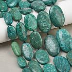 Natural Amazonite Beads Strands, Flat Oval, 20~38x12~23x4~10mm, Hole: 1mm, about 11~17pcs/strand, 16.14~16.54''(41~42cm)(GG-CBA3D9B-10)