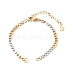 304 Stainless Steel Chain Bracelet Makings, Golden & Stainless Steel Color, with Chain Extender & Cross Charms, Golden, 6-1/4 inch(16cm), 2pcs/set(AJEW-JB00996-01)