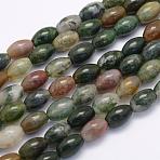 Natural Indian Agate Beads Strands, Oval, 11.5~12x8~8.5mm, Hole: 1mm, about 33pcs/strand, 15.3 inch(39cm)(G-G697-G02-8x12mm)