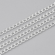 304 Stainless Steel Curb Chains, Twisted Chains, Soldered, with Spool, Silver Color Plated, 4x2.5x0.5mm, about 164.04 Feet(50m)/roll(CHS-T002-07)