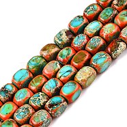 Natural Imperial Jasper Beads Strands, Dyed, Cuboid, Pale Turquoise, 6.5~7.5x5~6x5~6mm, Hole: 0.8mm, about 53~60pcs/strand, 15.55~15.87 inch(39.5~40.3cm)(G-N342-62G)