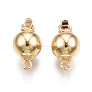 Brass Box Clasps, 1-Strand, 2-Hole, Nickel Free, Round, Real 18K Gold Plated, 16x8mm, Hole: 1.6mm(KK-S356-339-NF)