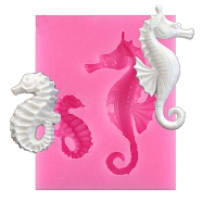 Food Grade Silicone Molds, Fondant Molds, For DIY Cake Decoration, Chocolate, Candy, UV Resin & Epoxy Resin Jewelry Making, Sea Horse, Deep Pink, 60x48x9mm(DIY-L019-020B)