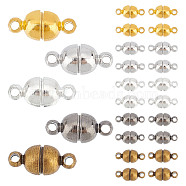 Round Brass Magnetic Clasps with Loops, Oval, Mixed Color, 11x5mm, Hole: 1mm(KK-PH0026-07M)