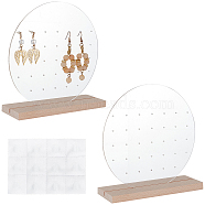 Round Transparent Acrylic Earring Stud Display Stand, Jewelry Organizer Holder for Earring Storage, with Wood Base, Clear, Finish Product: 4.8x15x15.5cm(ODIS-WH0015-95)