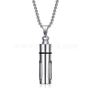 316L Surgical Stainless Steel Urn Ashes Pendants, Column, Stainless Steel Color, 59x13mm, Hole: 8x6mm(BOTT-PW0001-003A-P)
