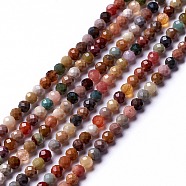 Natural Agate Beads Strands, Faceted, Round, 2mm, Hole: 0.5mm, about 203~205pcs/strand, 15.55~15.75 inch(39.5~40cm)(X-G-G991-A03-B)