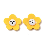 Opaque Resin Cabochons Accessories, Flower, Gold, 17x18x5mm(X-RESI-O011-07)