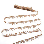 Metallic Ribbon, Trim Decorative Belt Centipede Braided Lace Ribbon Skirt Collar Sleeve Side, Flower Pattern, Camel, 3/4 inch(20mm)(BT-TAC0012-01)