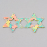 Acrylic Pendants, for DIY Bracelet Necklace Earring Jewelry Craft Making, Star, Colorful, 34x30x2.5mm, Hole: 1.5mm(X-MACR-S372-011B)