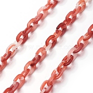 Acrylic Cable Chains, Oval, FireBrick, 6x1.5mm, 1m/strand, 39.37 inch(SACR-P065-S03)