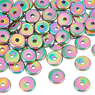 60Pcs 201 Stainless Steel Beads, Disc/Rondelle, Rainbow Color, 8.5x2mm, Hole: 1.8mm(STAS-UN0051-96)