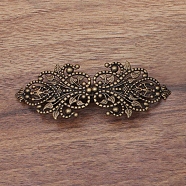 Brass Filigree Hair Barrette, Hollow out, with Iron Findings, Flower, Antique Bronze, 94x34mm(OHAR-PW0001-201AB)