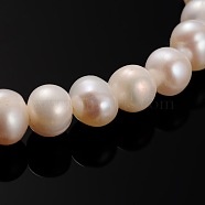 Natural Cultured Freshwater Pearl Beads Strands, Round, PeachPuff, 6~7mm, Hole: 0.8mm, about 60pcs/strand, 13.98 inch(PEAR-E002-26-01)
