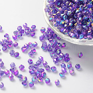 Bicone AB Color Plated Eco-Friendly Transparent Acrylic Beads, Dark Orchid, 4x4mm, Hole: 1mm, about 16600pcs/500g(TACR-A003-4mm-21)