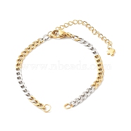 304 Stainless Steel Chain Bracelet Makings, Golden & Stainless Steel Color, with Chain Extender & Cross Charms, Golden, 6-1/4 inch(16cm), 2pcs/set(AJEW-JB00996-01)