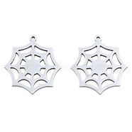 201 Stainless Steel Pendants, Halloween Style, Spider Web, Stainless Steel Color, 28x25.5x1mm, Hole: 1.4mm(STAS-N098-084P)