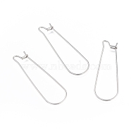 304 Stainless Steel Hoop Earring Finding, Kidney Ear Wire, Stainless Steel Color, 21 Gauge, 39x12.5mm, Pin: 0.7mm(STAS-E464-05P)