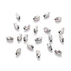 Tarnish Resistant 201 Stainless Steel Corrugated Beads, Oval, Stainless Steel Color, 5x3mm, Hole: 1.2mm(STAS-S103-16A-P)